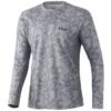 HUK Icon X Running Lakes Long Sleeve Shirt -Cheap Fishing Shop huk iconxrunninglakesls overcastgrey front 51 10 huk 10001 5