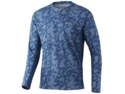HUK Icon X Running Lakes Long Sleeve Shirt -Cheap Fishing Shop huk iconxrunninglakesls titaniumblue front 51 10 huk 10001 4