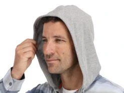 Simms Santee Flannel Hoody -Cheap Fishing Shop simms navy storm steelbluestripe santeeflannelhoody modelhood 50 99 sim 10025n