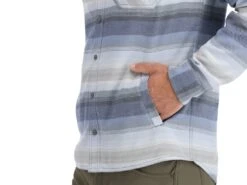 Simms Santee Flannel Hoody -Cheap Fishing Shop simms navy storm steelbluestripe santeeflannelhoody modelpocket 50 99 sim 10025n